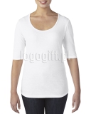 T-shirt Women?s Tri-Blend Deep Scoop 1/2 Sleeve Tee ANVIL ?>
