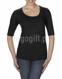 T-shirt Women?s Tri-Blend Deep Scoop 1/2 Sleeve Tee ANVIL ?>