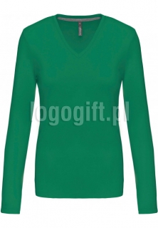 Koszulka damska z długim rękawem V-neck KARIBAN
